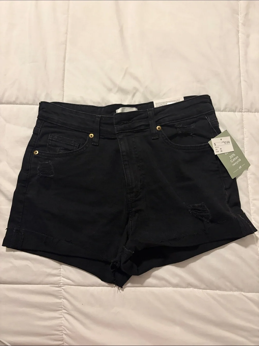 Women’s Black Distressed Denim Shorts